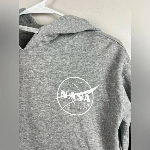 NASA Grey Cropped Hoodie, Size Medium by Freeze, every day hoodie, soft gray - Picture 4 of 6
